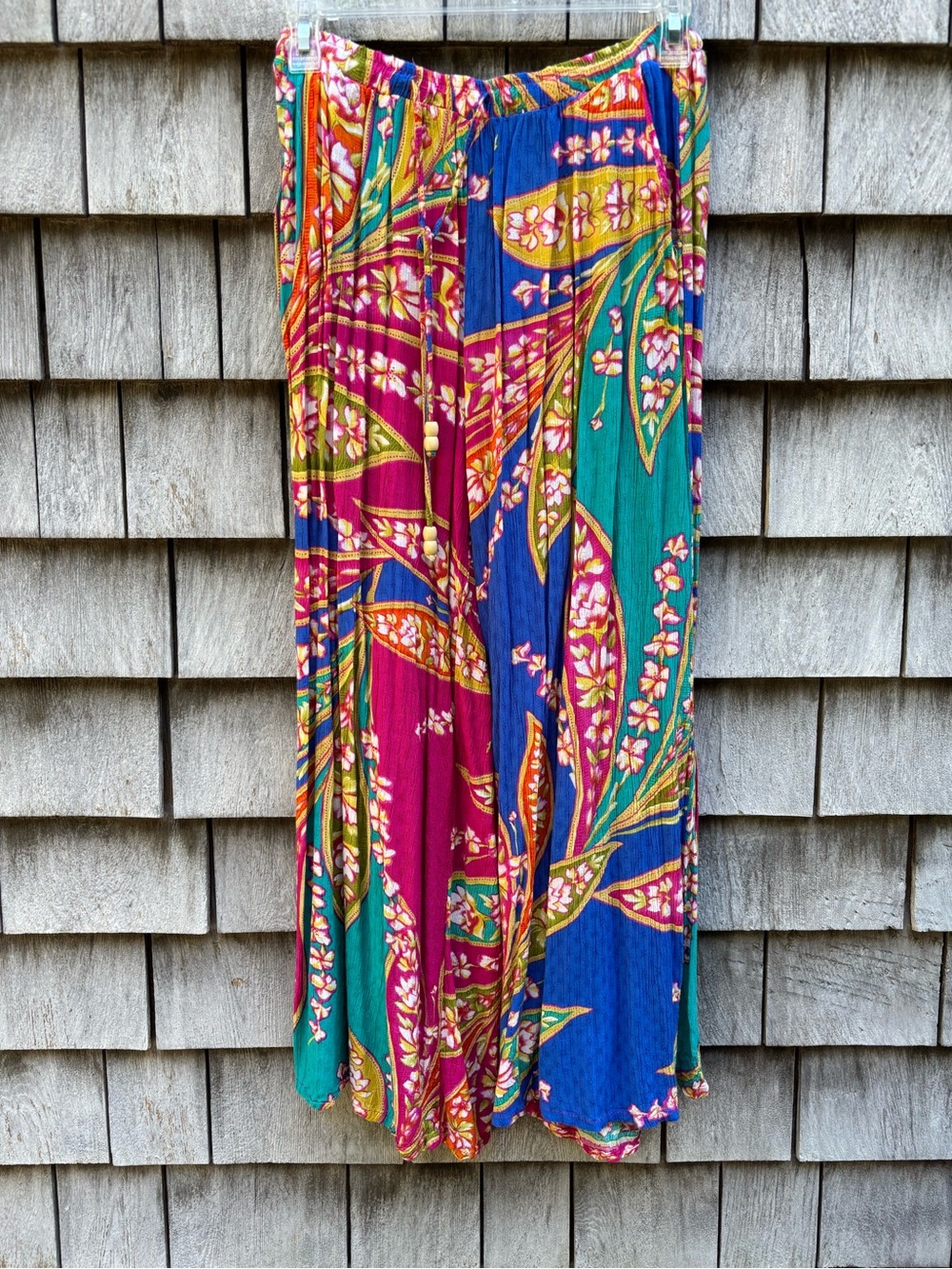 Haute Hippie Wide Leg Pants in Magenta, Teal, Royal Blue & Green Floral Print - Picture 3 of 3